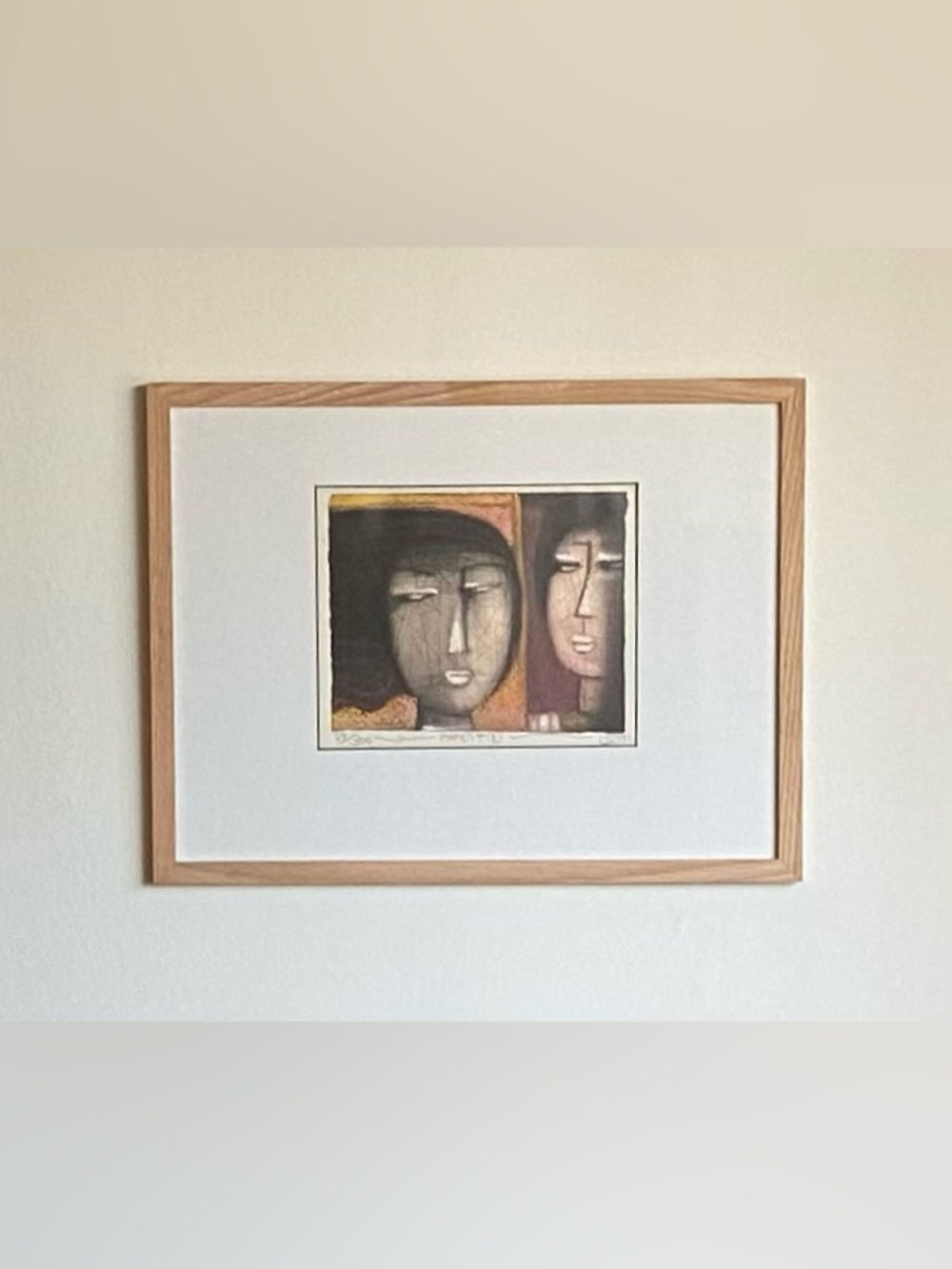 Rare Vintage Lee Long Looi “Moment I” Signed 29/300 1991 Edition Print Oak Frame